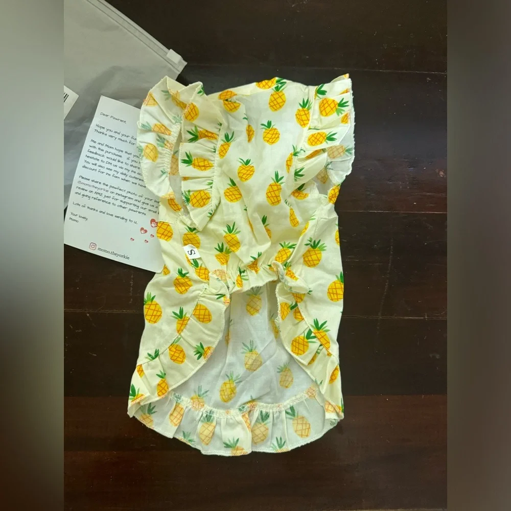 Momo The Yorkie Yellow Pineapple Dog Sundress NWT Small